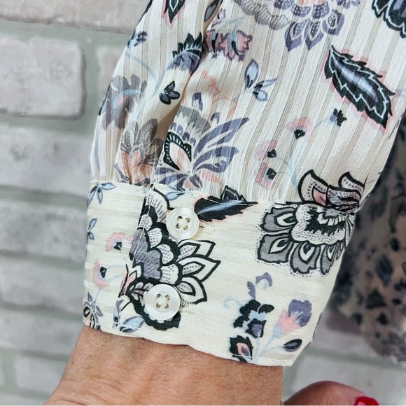 Torrid Stripe Satin Surplice Long Sleeve Fortune Paisley Dew Print Blouse Size 3 - Picture 10 of 11